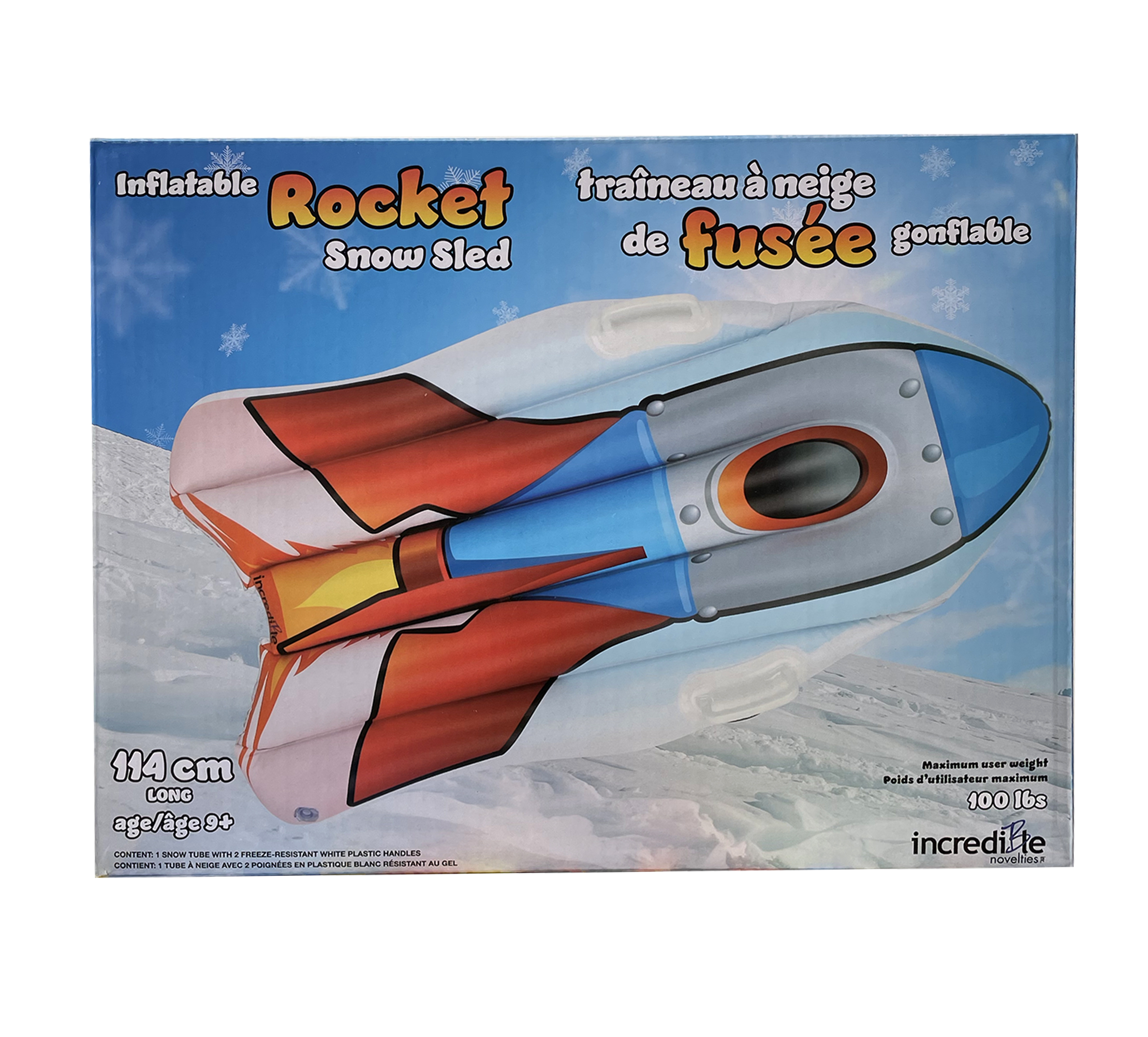 rocket ship snow tube box 